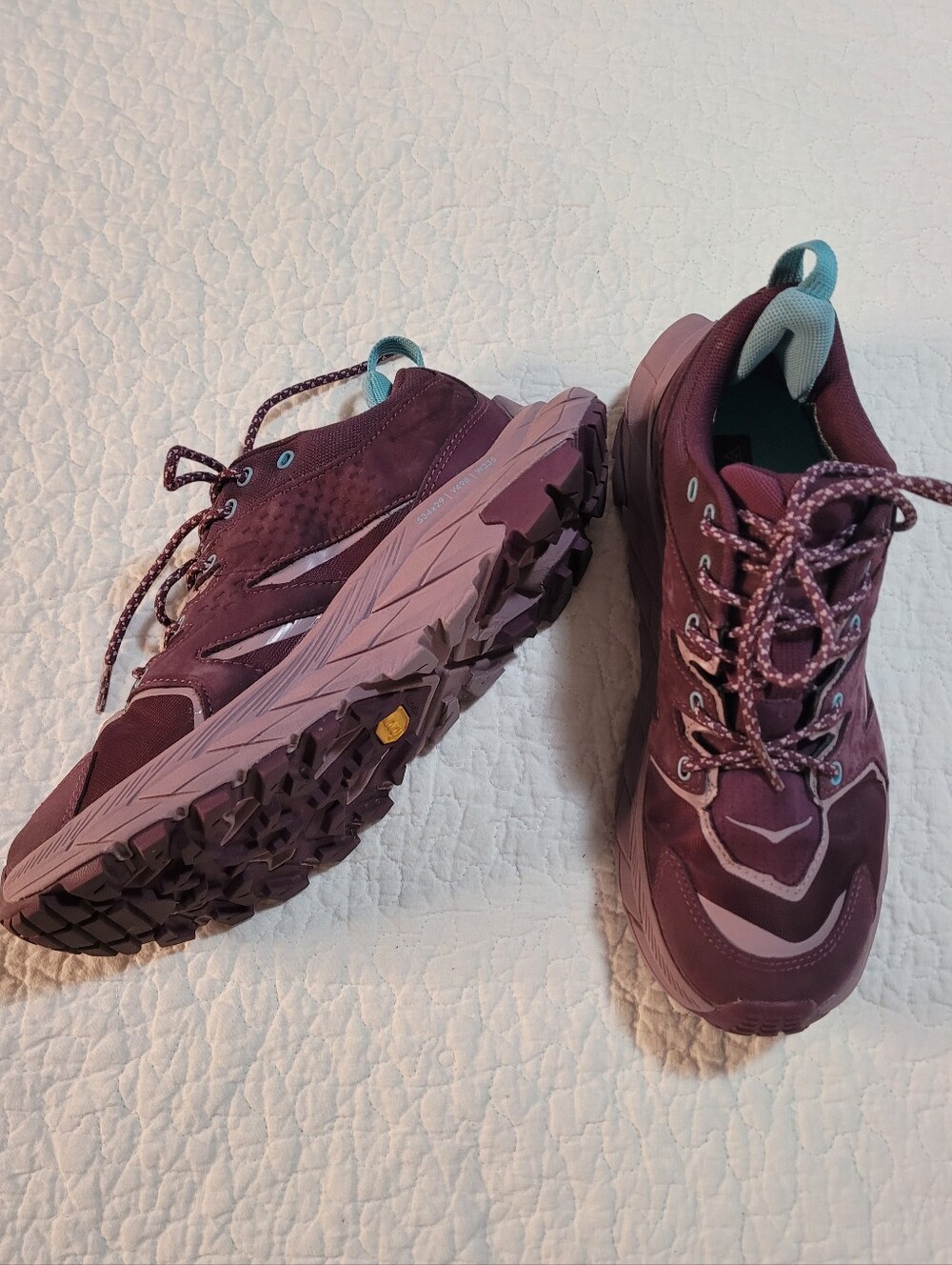 Hoka One One Anacapa Low GTX Waterproof Vibram Hiking Shoes Grape Wine Sz 7B